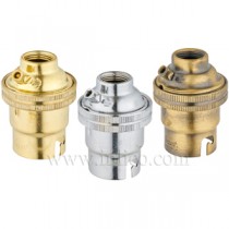 B22 Brass Lampholders with Plain Skirt