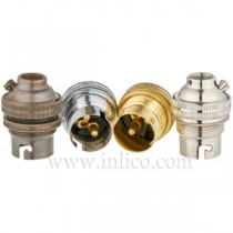 B22 Brass Lampholders with Threaded Skirt