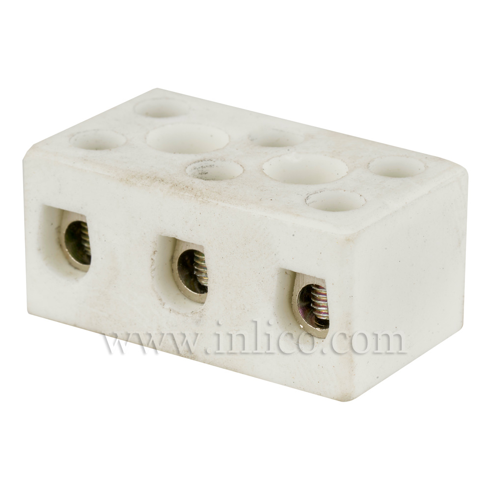 5A 3 WAY PORCELAIN CONNECTOR BLOCK