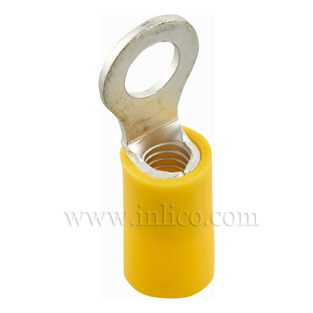 RING TERMINAL INSULATED YELLOW FOR 4-6mm² CABLE. HOLE DIAMETER 5.3MM. UL APPROVED FILE NUMBER E492974