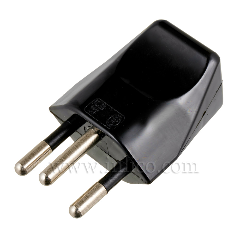 10AMP 3 PIN EARTHED SWISS PLUG BLACK TO STANDARDS IEC 60884-1:2002+A1:06+A2:13 AND SN 441011-1:2019+corr1:19