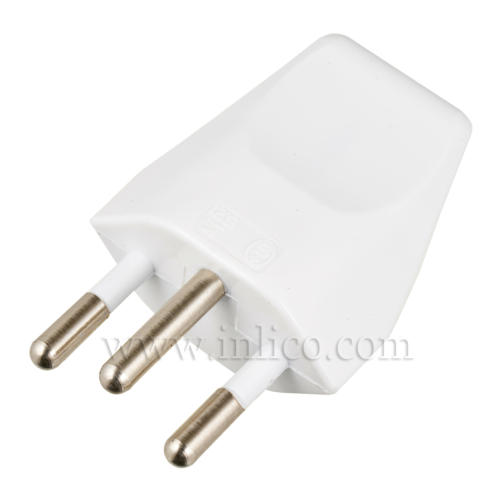 10AMP 3 PIN EARTHED SWISS PLUG WHITE TO STANDARDS SEC1011:1998 AND IEC60884-1:2002