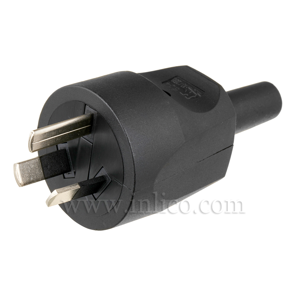 10AMP 3 PIN EARTHED AUSTRALIAN PLUG BLACK