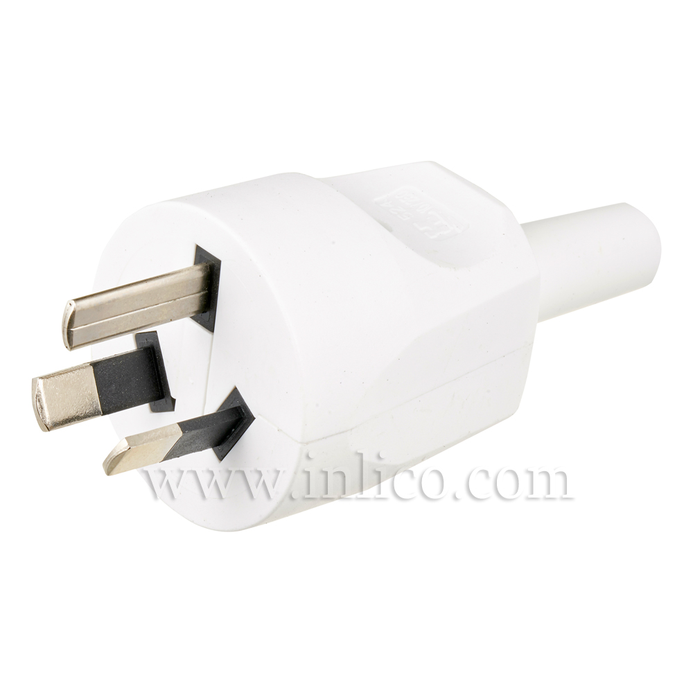 10AMP 3 PIN EARTHED AUSTRALIAN PLUG WHITE