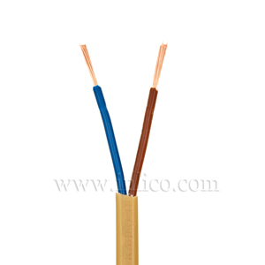 2 CORE X.5MM SQ ROUND GOLD CABLE  HO3VV-F BS EN 50525-1:2011+A1:2022 <HAR> HARMONISED 