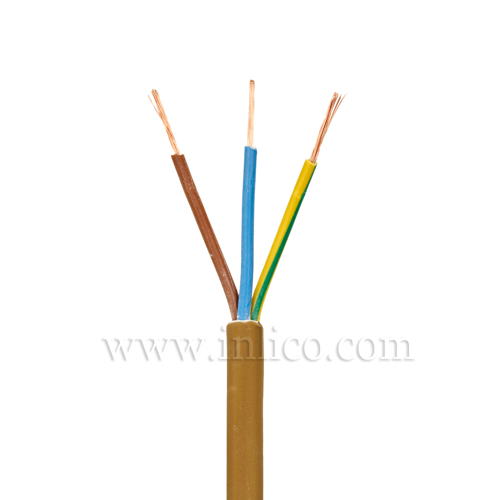 3 CORE X.5MM SQ ROUND GOLD CABLE  HO3VV-F BS EN 50525-1:2011+A1:2022 <HAR> HARMONISED 