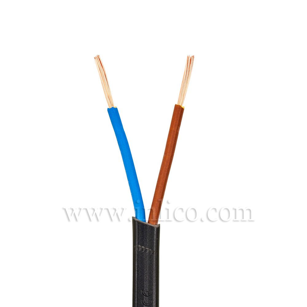 2 CORE X0.5MM BLACK FLAT CABLE HO3VVH2-F BS5025:2011 <HAR> HARMONISED