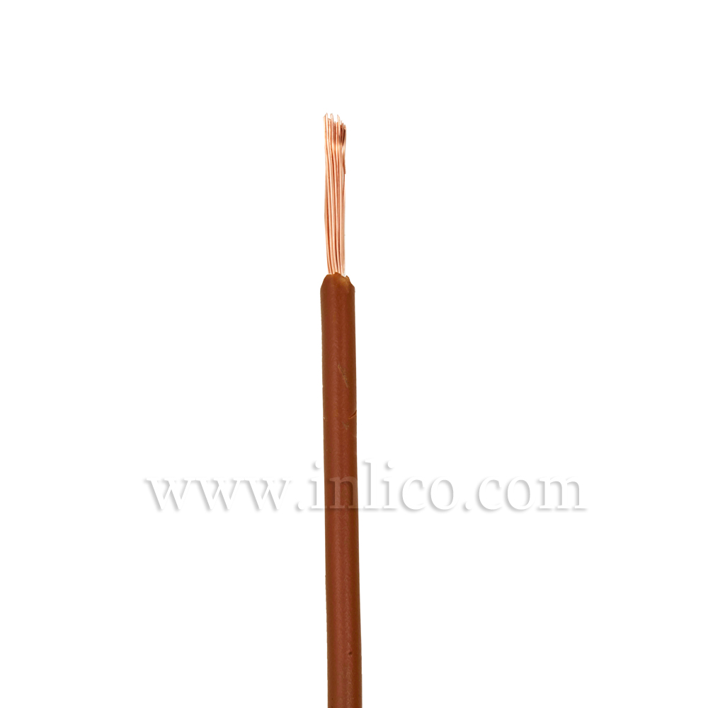 BROWN SINGLE CORE 0.75MM SQ CABLE HO5V-K BS5025:2011 HEAT RESISTANT TO 85 DEG C