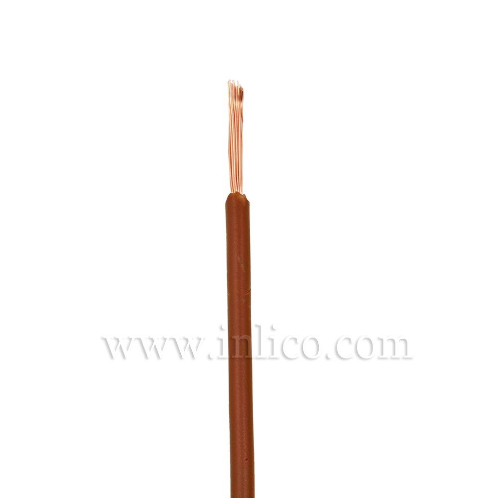 BROWN SINGLE CORE 0.5MM SQ CABLE H05V-K BS5025:2011 HEAT RESISTANT TO 75 DEG C