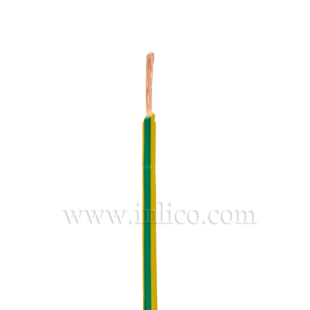 GREEN/YELLOW SINGLE CORE 0.5MM SQ CABLE HO5V-K BS5025:2011 HEAT RESISTANT TO 75 DEG C