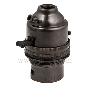 10MM B22 BRASS PUSHBAR LAMPHOLDER BRONZE FINISH SCREW TERMINALS EARTHED STANDARD BS EN 61184