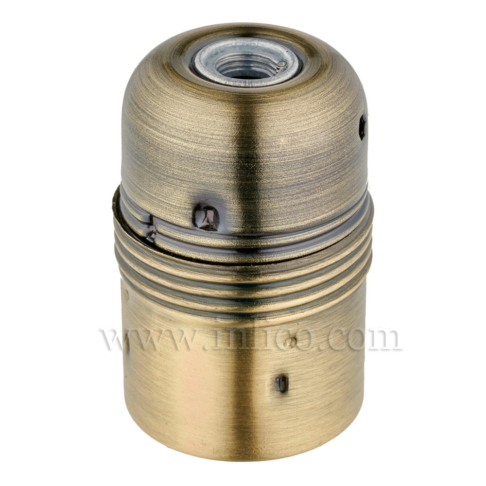 PLAIN SKIRT E27 METAL LAMPHOLDER ANTIQUE BRASS FINISH WITH EARTHED CERAMIC INSERT 
APPROVAL ENEC05 TO BS EN 60238:2018