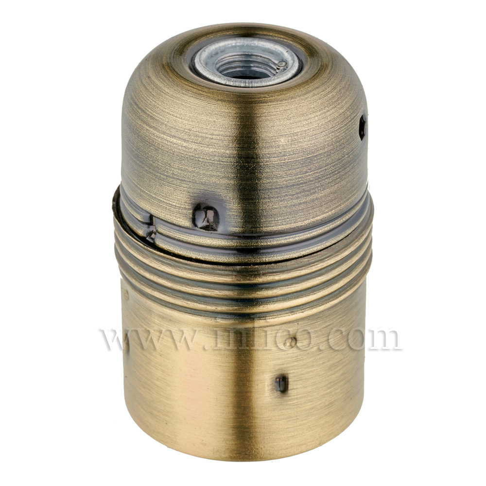 PLAIN SKIRT E27 METAL LAMPHOLDER ANTIQUE BRASS FINISH WITH EARTHED CERAMIC INSERT 
APPROVAL ENEC05 TO BS EN 60238:2018