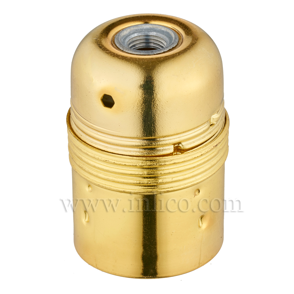 PLAIN SKIRT E27 METAL LAMPHOLDER BRASS PLATED WITH EARTHED CERAMIC INSERT
APPROVAL ENEC05 TO BS EN 60238:2018:2004