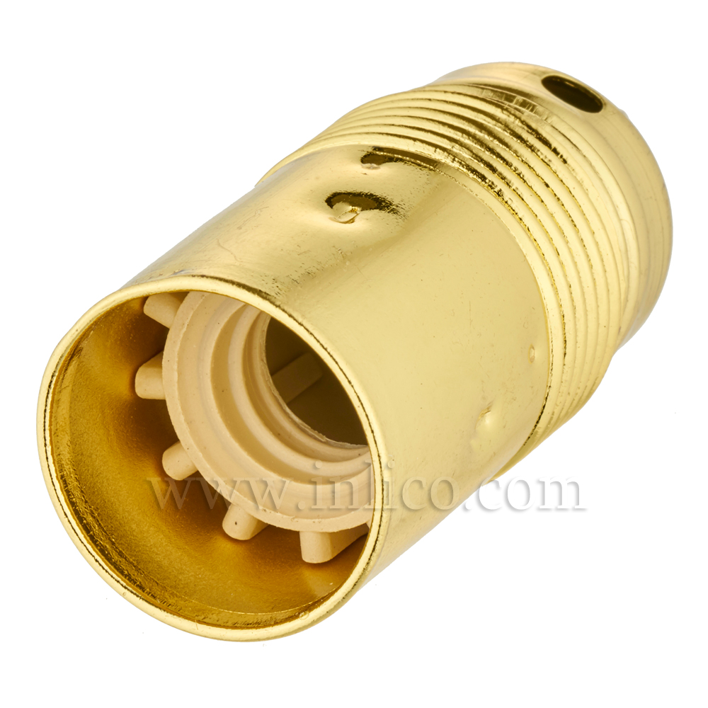 E14 METAL LAMPHOLDER BRASS PLATED  WITH PLAIN SKIRT AND EARTHED DOME VDE APPROVED
APPROVAL ENEC05 TO BS EN 60238:2018:2004

