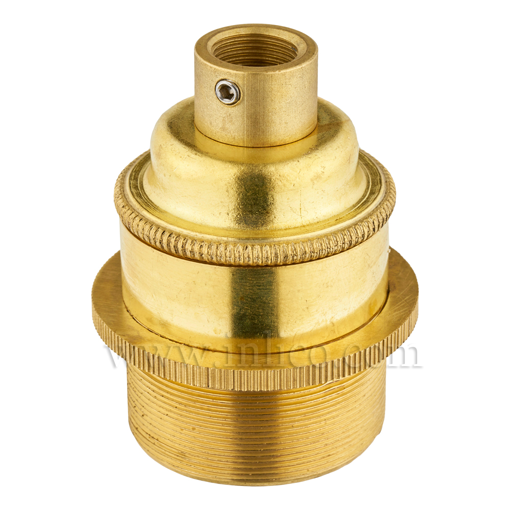 E27 BRASS LAMPHOLDER FULLY THREADED SKIRT1/2 x 26TPI ENTRY WITH EARTH + 1 BRASS SHADE RING EN 60238:2004 + C11:2005 +A1:2008