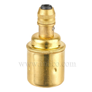 E27 BRASS LAMPHOLDER PLAIN SKIRT M10 X 1 ENTRY WITH EARTH EN 60238:2004 + C11:2005 +A1:2008 + RAW BRASS COMPRESSION CORD GRIP (SEPARATE)