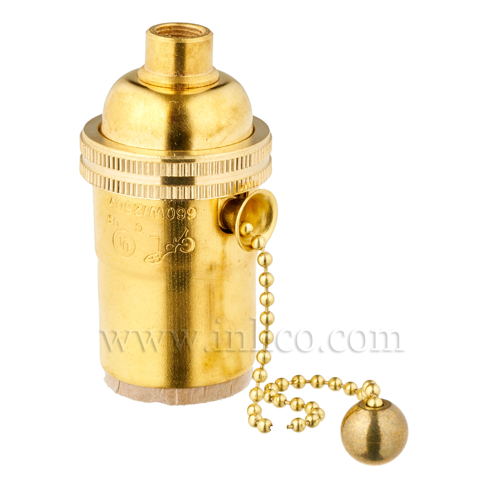 BRASS E26 L/HLDR WITH PULL CHAIN SWITCH UL APROVED E227063