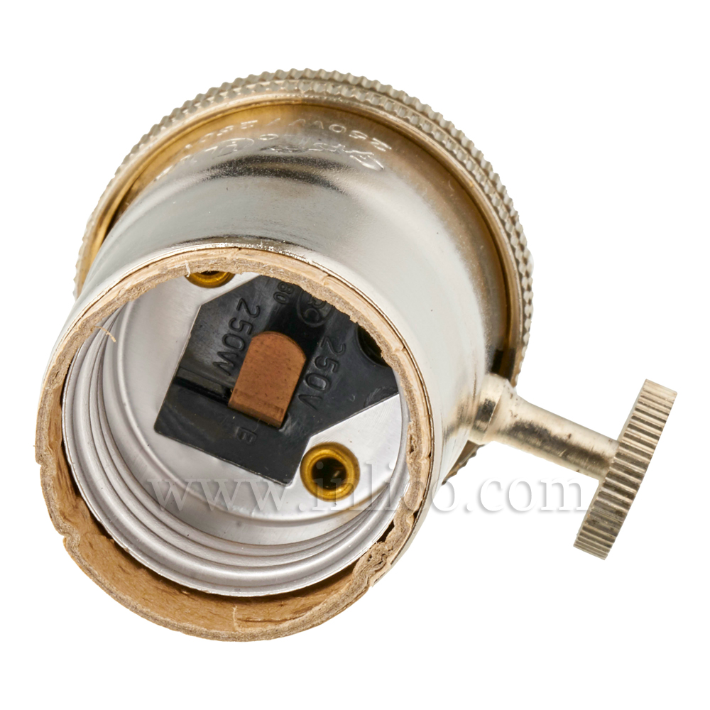 NICKEL PLATED BRASS E26 L/HLDR WITH 2 WAY ROTARY SWITCH UL APROVED E227063