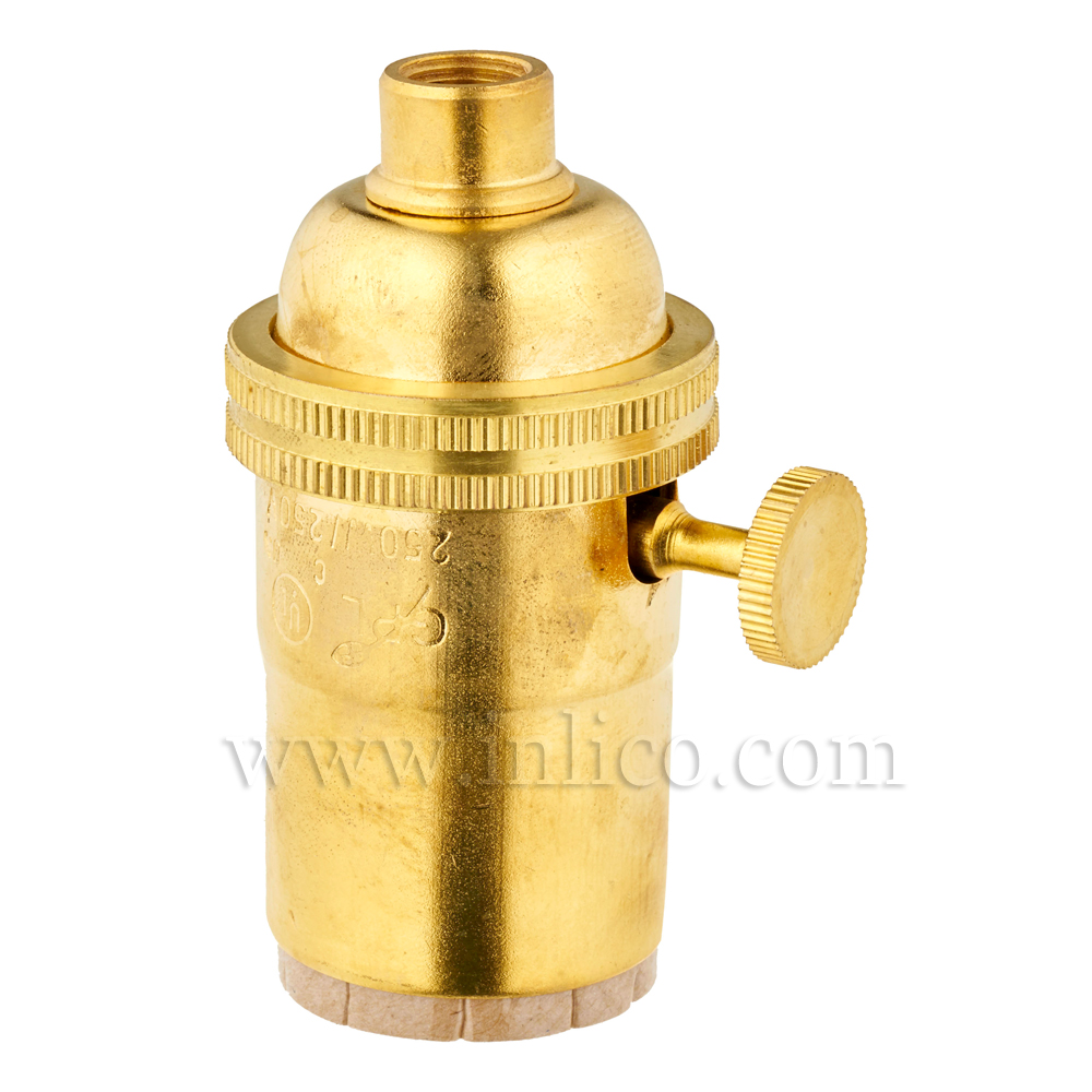 BRASS E26 L/HLDR WITH 2 WAY ROTARY SWITCH UL APROVED E227063