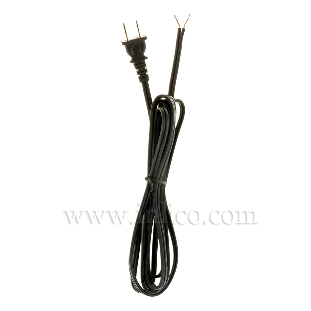 POLARISED UL APPROVED PLUG LEAD 2.5MT BLACK SPT2 CABLE  UL APPROVED FILE NUMBER E202744