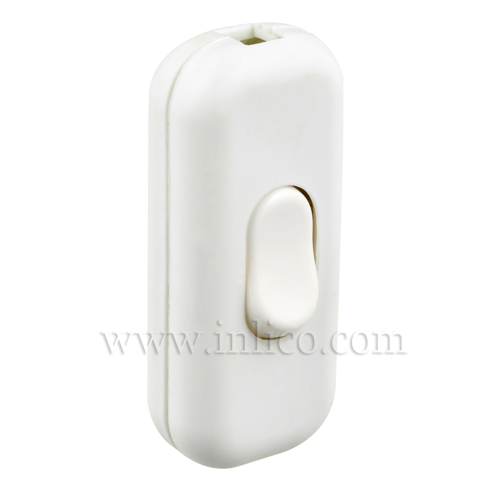 INLINE SWITCH FOR 2 & 3 CORE CABLE WHITE 6A SINGLE POLE SCREW TERMINALS APPROVED EN61058 'S' MARKED