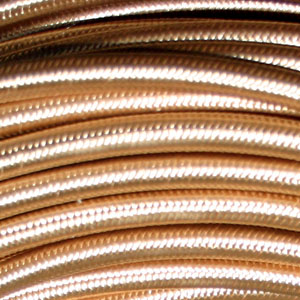 3x0.75MM FABRIC COVERED CABLE GOLD 3 X 0.75MM ROUND PVC/PVC FLEXIBLE CABLE COVERED IN GOLD SILK BRAIDED SLEEVE
HO3VV-F BS5025:2011