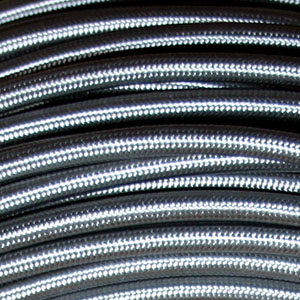 3x0.75MM FABRIC COVERED CABLE GREY 3 X 0.75MM ROUND PVC/PVC FLEXIBLE CABLE COVERED IN GREY FABRIC BRAIDED SLEEVE HO3VV-F BS5025:2011