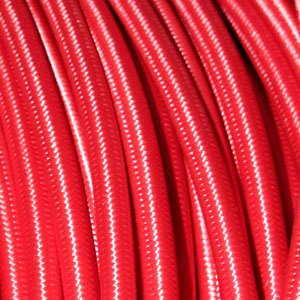 3x0.75MM FABRIC COVERED CABLE RED 3 X 0.75MM ROUND PVC/PVC FLEXIBLE CABLE COVERED IN RED FABRIC BRAIDED SLEEVE
HO3VV-F BS5025:2011