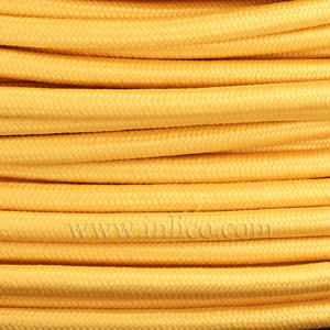 3x0.75MM FABRIC COVERED CABLE YELLOW 3 X 0.75MM ROUND PVC/PVC FLEXIBLE CABLE COVERED IN YELLOW FABRIC BRAIDED SLEEVE
 HO3VV-F BS5025:2011