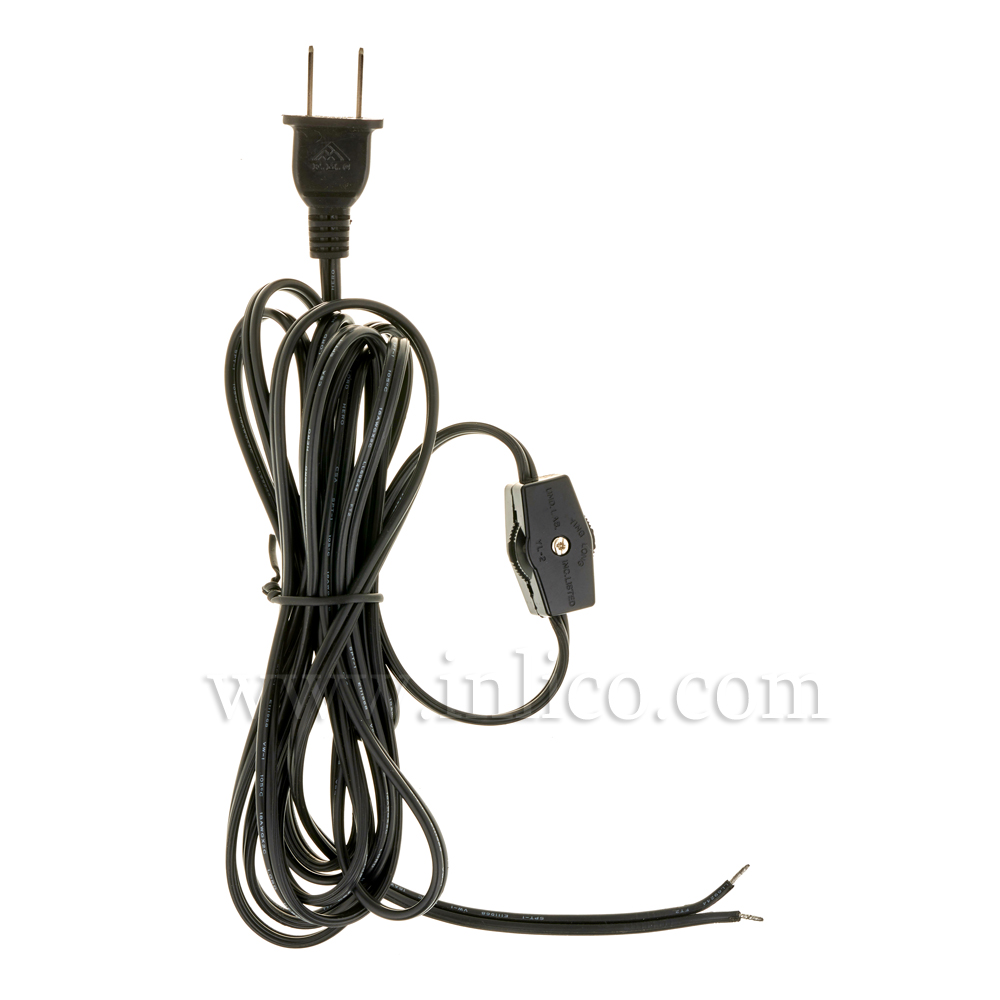POLARIZED UL APRVD INLINE CORD SET 2.4MT BLACK SPT2 CABLE SPACING 90CM FROM FREE END AND 150CM FROM PLUG END