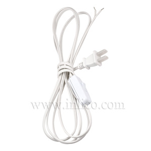 UNPOLARIZED UL APRVD INLINE CORD SET 2.5MT WHITE SPT1 CABLE SPACING 80CM FROM FREE END AND 170CM FROM PLUG END