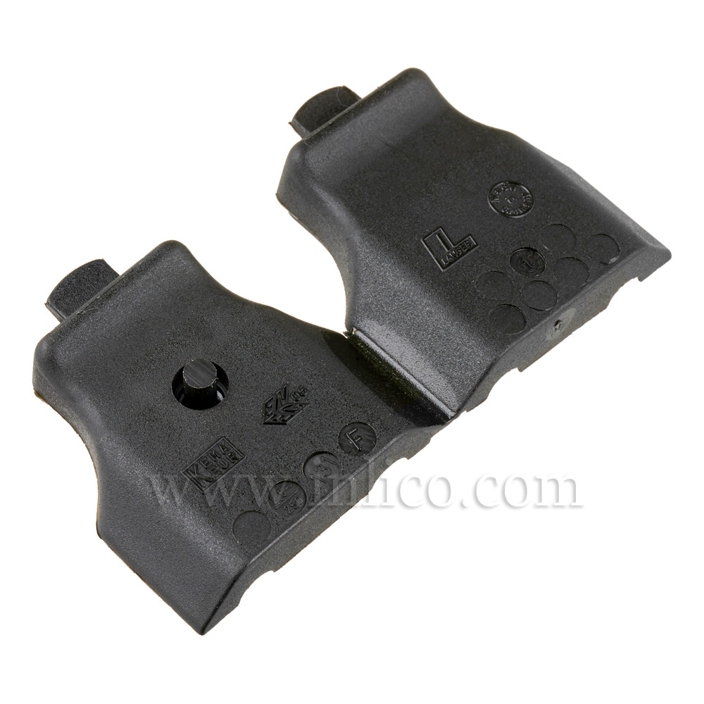 BLACK 2 AMP EURO BODY FOR FLAT CABLE WITH CRIMP TERMINALS 
CEE 7/16 EN50075 
AFTER WIRING PLASTIC PIN MUST BE DEPRESSED TO SEAL THE PLUG