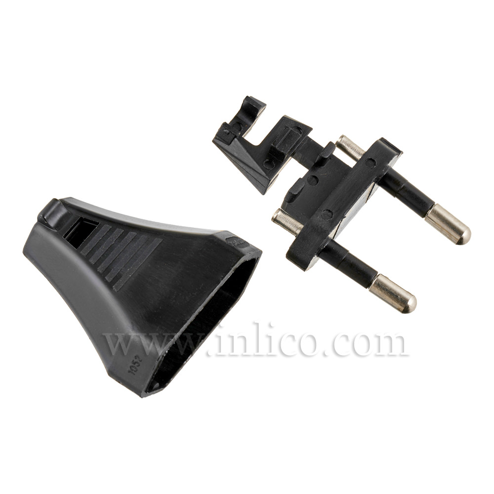 2 AMP EURO PLUG BLACK FOR FLAT/OVAL FLEX WITH SLIDE FIT BODY
CEE 7/16 EN50075