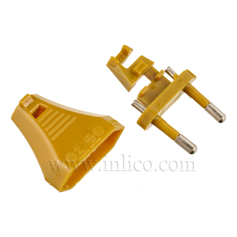 2 AMP EURO PLUG GOLD FOR FLAT/OVAL FLEX WITH SLIDE FIT BODY 
CEE 7/16 EN50075