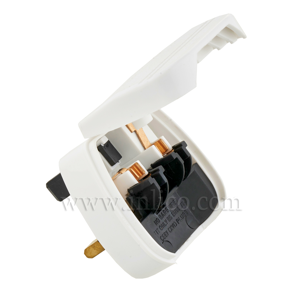 UK/EURO PLUG ADAPTOR WHITE  - FUSED 3AMP