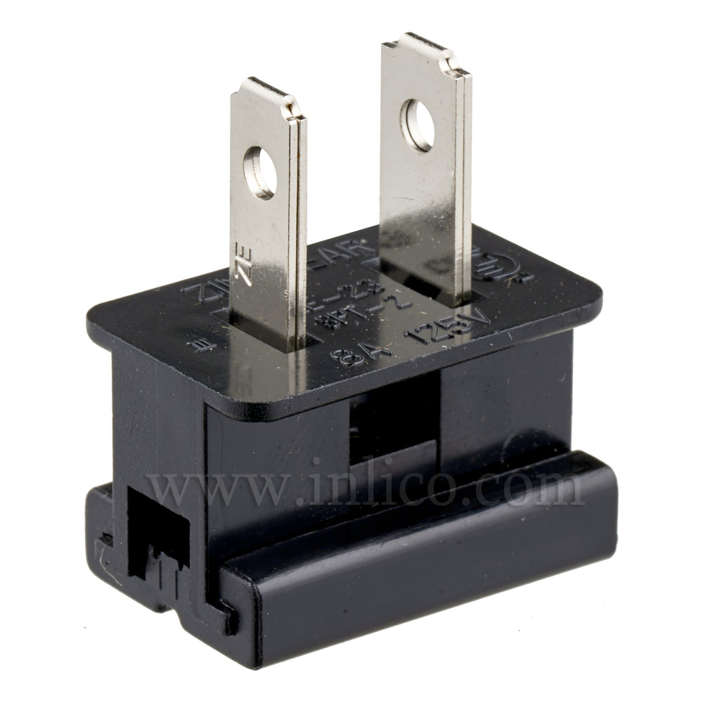 BLACK 2 PIN UL APPROVED USA POLARISED PLUG FOR SPT2 CABLE UL File No. E152761