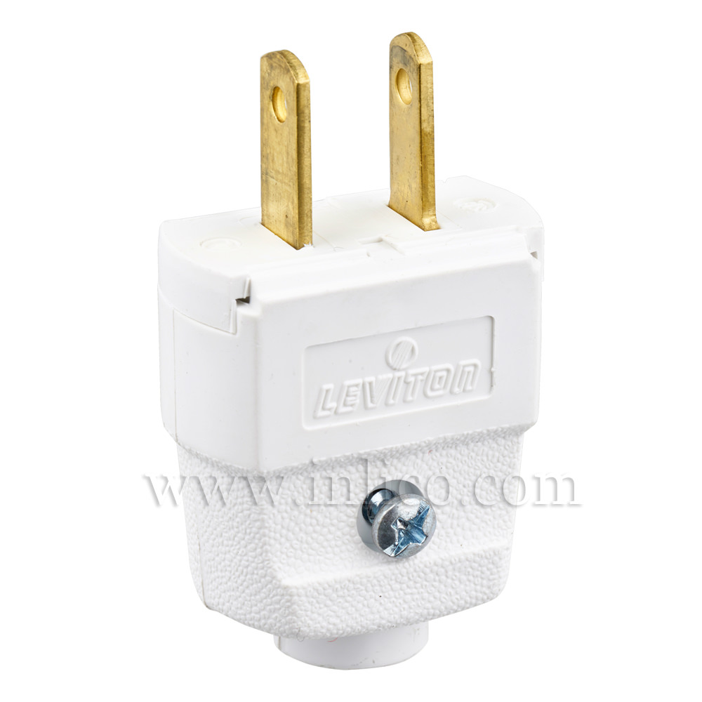 WHITE 2 PIN UL LISTED USA POLARISED PLUG  REWIREABLE WITH SCREW TERMINALS 
UL FILE NUMBER E13393