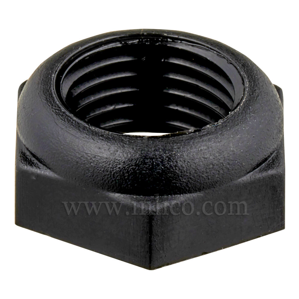 10MM PLASTIC HEX BEVELLED LOCKNUT BLACK 6mm (3mm HEX 3mm BEVEL) 14AF. F004/A/BLK