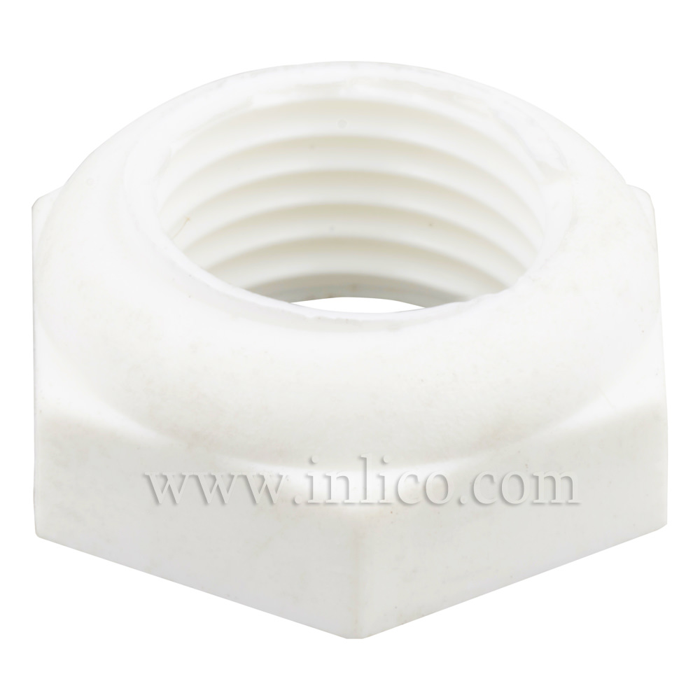 10MM PLASTIC HEX BEVELLED LOCKNUT WHITE 6mm (3mm HEX 3mm BEVEL) 14AF. F004/A/WHT