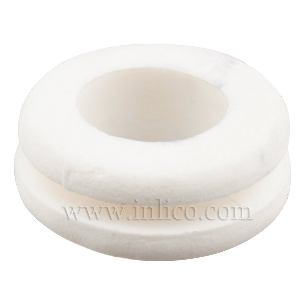 PVC FLEXIBLE GROMMET WHITE 16.5MM OAD X 7MM OAL X 10MM ID (HOLE) X 13MM GROOVE DIA. X 2MM GROOVE LENGTH