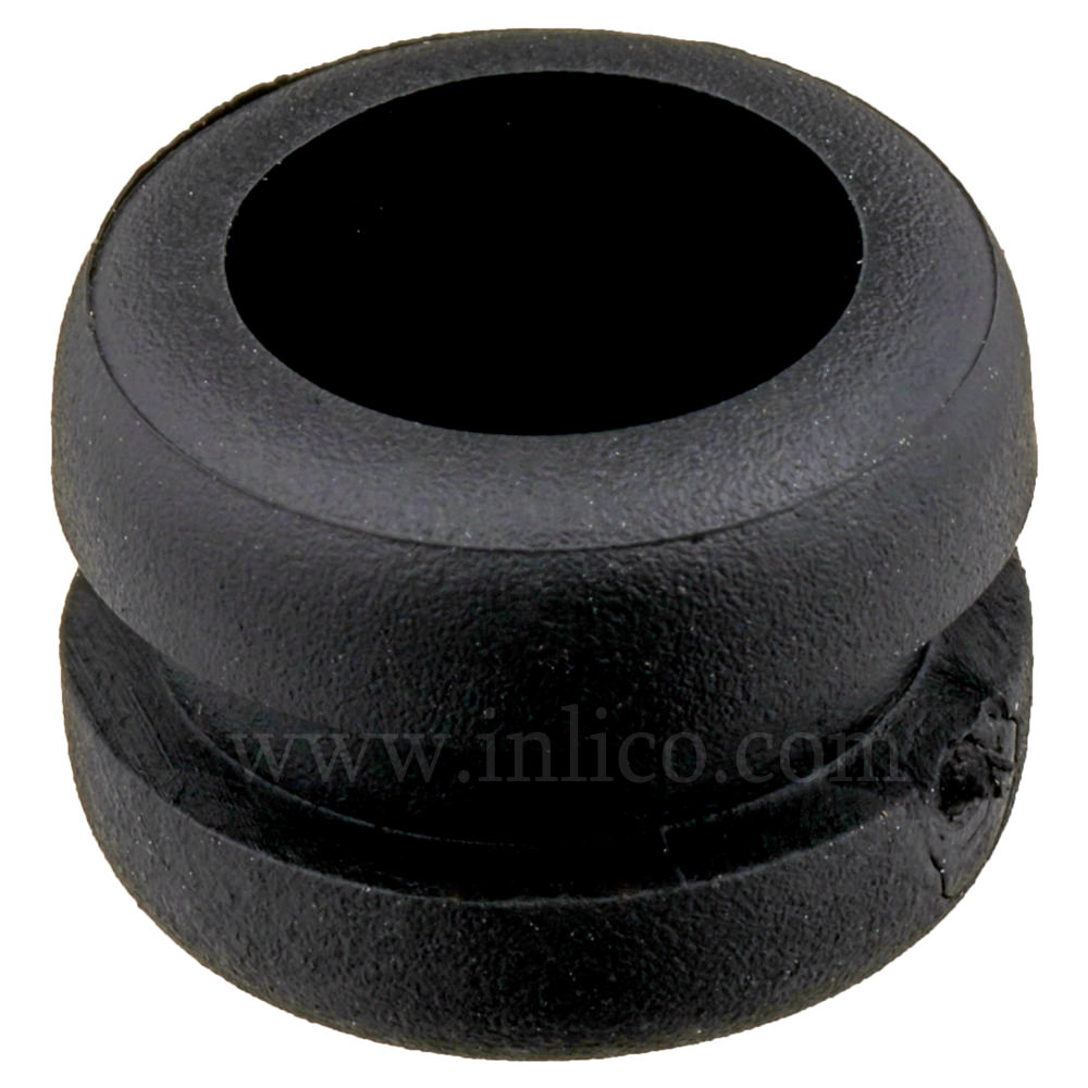 PVC FLEXIBLE GROMMET  BLACK 16.5MM OAD X 7MM OAL X 10MM ID (HOLE) X 13MM GROOVE DIA. X 2MM GROOVE LENGTH