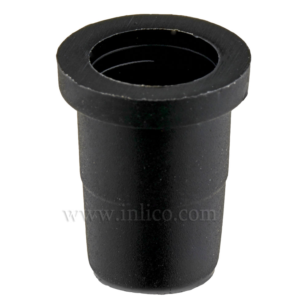 GROMMET FOR 10MM ALLTHREAD - BLACK - 10mm OAL, 9mm TOP DIA, 5.9mm ID, POLYETHYLENE