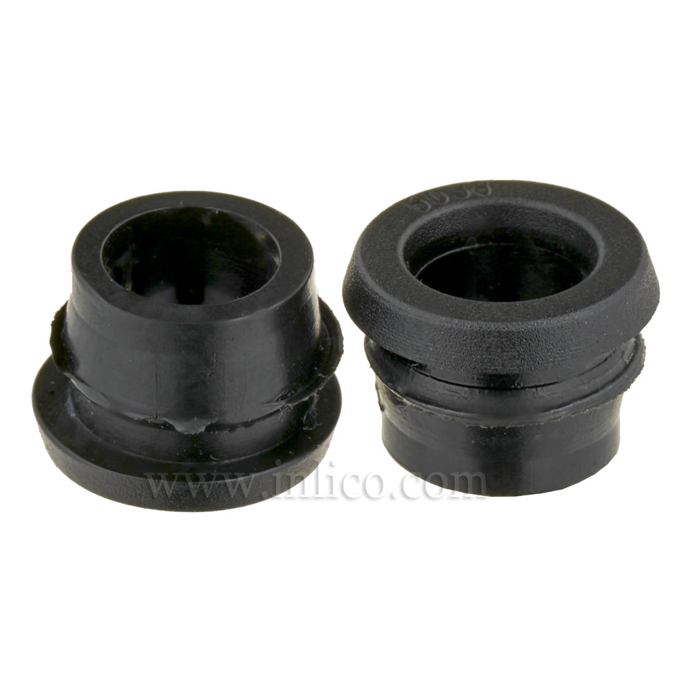 GROMMET BLACK - TO FIT 9MM HOLE DIAMETER - 6.2MM ID, 8MM HIGH , TOTAL OAD 11MM