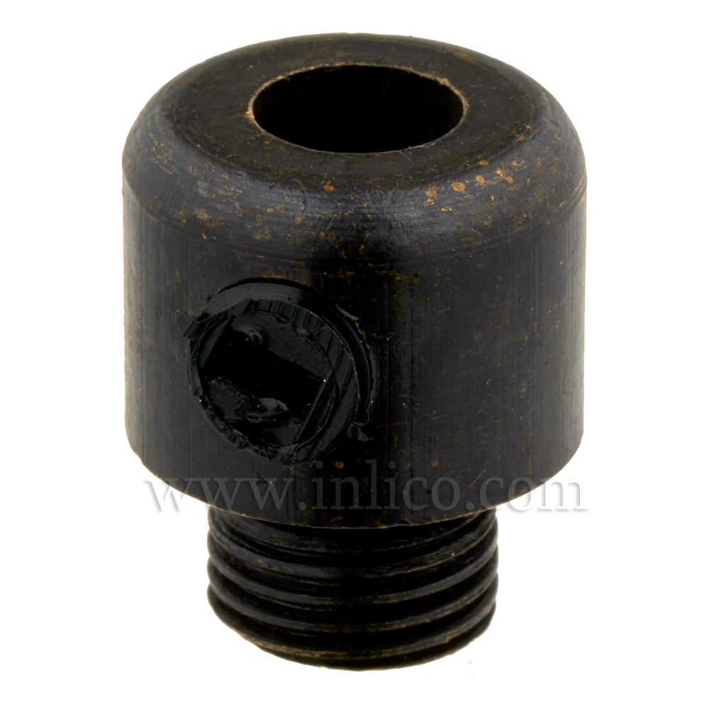 BRASS CORDGRIP MALE M10X1 DARK BRONZE FINISH WITH BLACK PLASTIC GRUBSCREW