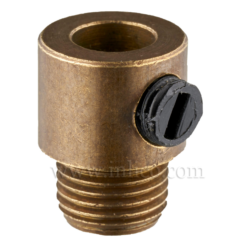 M10X1 CORDGRIP MALE ANTIQUE BRASS WITH BLACK PLASTIC M6 X 6.5MM GRUBSCREW

