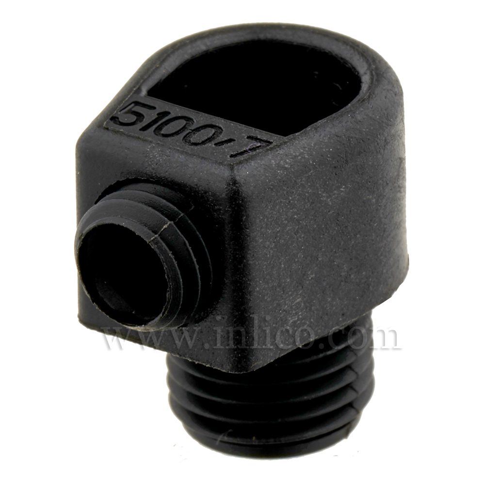 CORDGRIP MALE BLACK M10X1 - THREAD LENGTH 8MM WITH M7 LOCKING SCREW  -  NYLON 66 RV  - 120 DEG C MAXIMUM CONTINUOUS WORKING TEMP