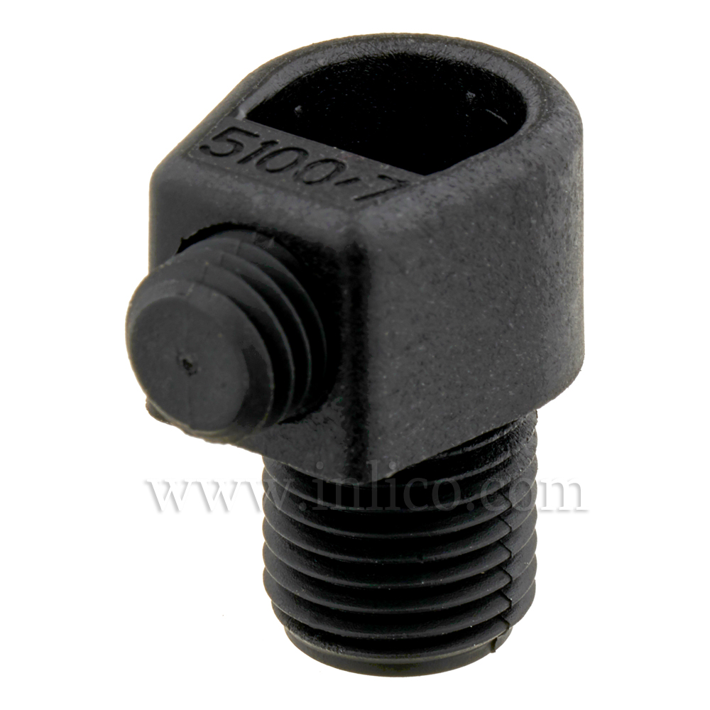 CORDGRIP MALE BLACK M10X1 - THREAD LENGTH10MM WITH M7 LOCKING SCREW -  NYLON 66 RV  - 120 DEG C MAXIMUM CONTINUOUS WORKING TEMP