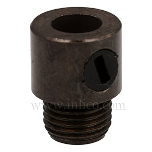 M10X1 CORDGRIP MALE BRASS WITH DARK BRONZE FINISH AND  BLACK PLASTIC M6 X 6.5MM GRUBSCREW



