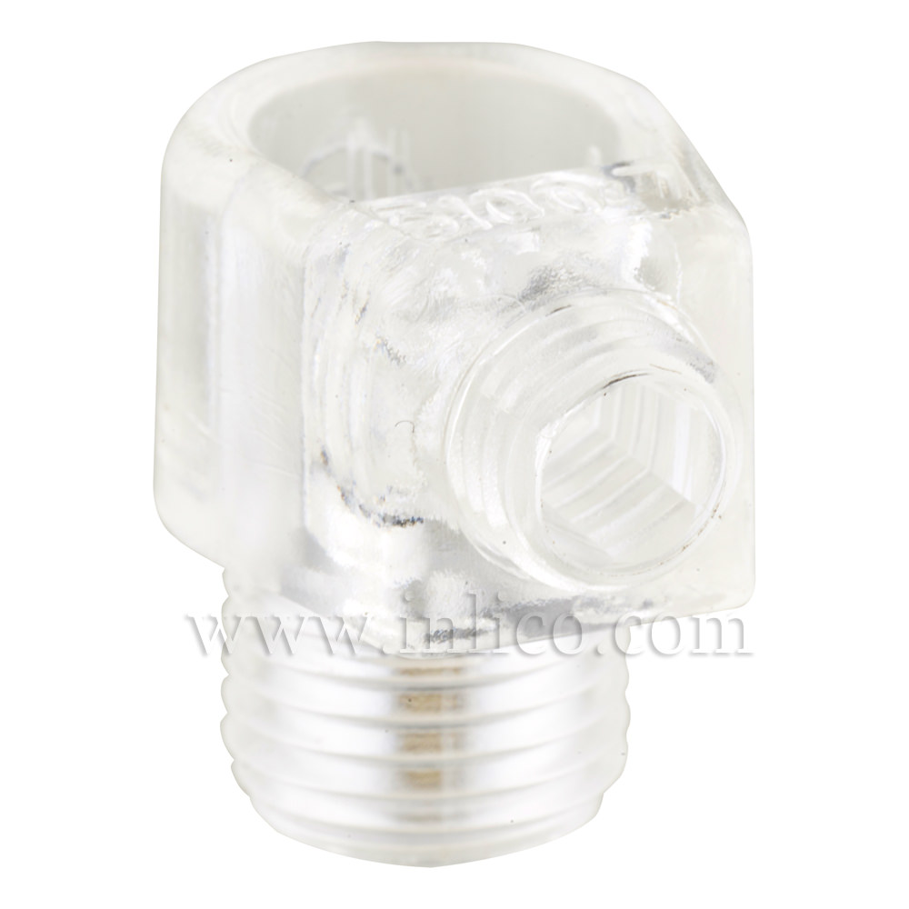 CORDGRIP MALE CLEAR M10X1 - THREAD LENGTH 8MM WITH M7 LOCKING SCREW  -  POLYCARBONATE  - 120 DEG C MAXIMUM CONTINUOUS WORKING TEMP